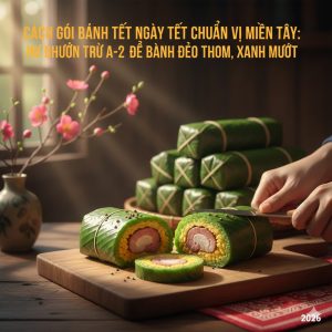 Cách gói bánh tét chuẩn vị miền tây