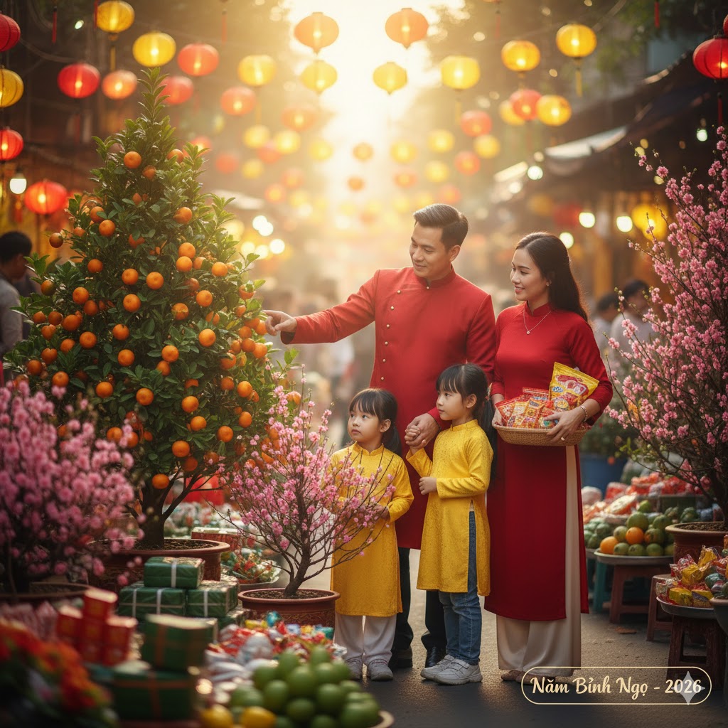 Mua sắm đào , quất ngày tết