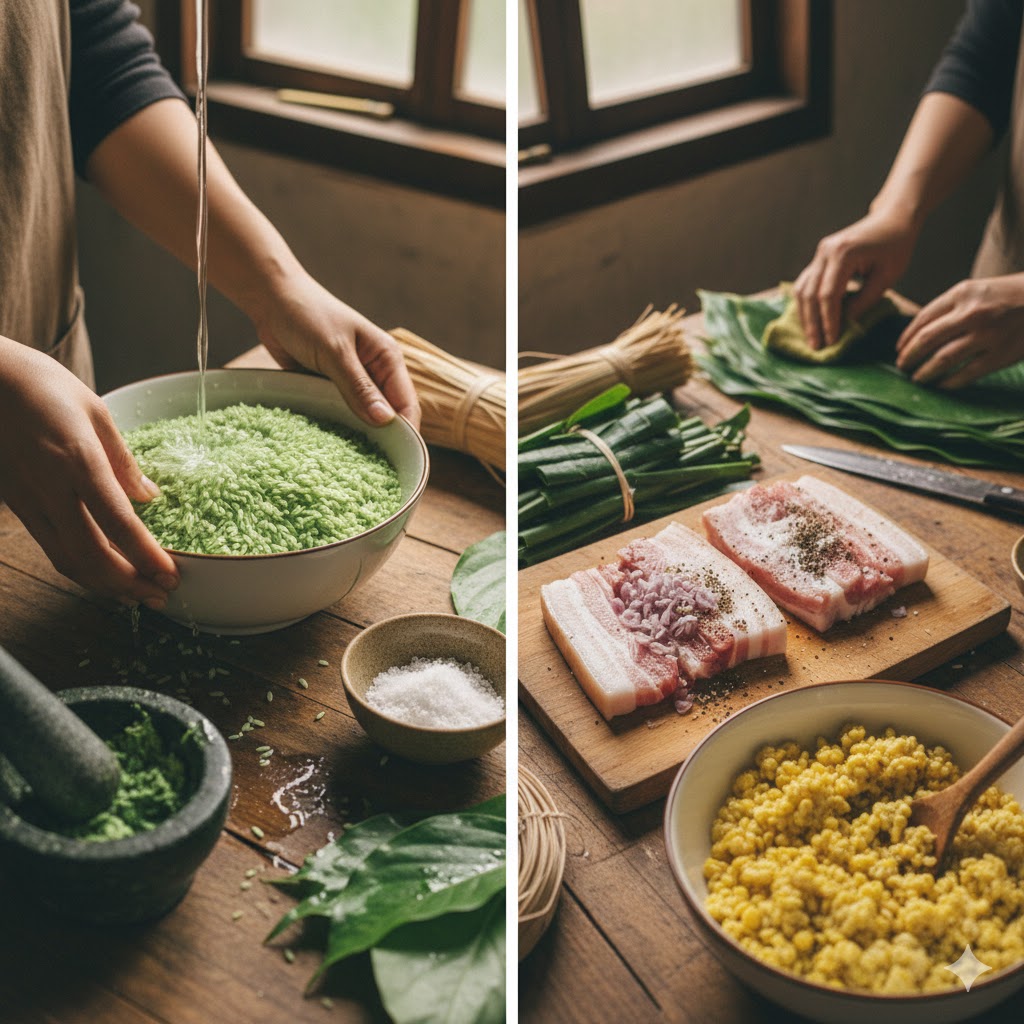 Cách sơ chế nguyên liệu gói bánh trưng